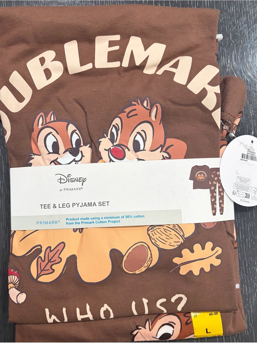 Disney Brown and Tan Chip 'n' Dale women’s Tee & Leg Pyjama Set